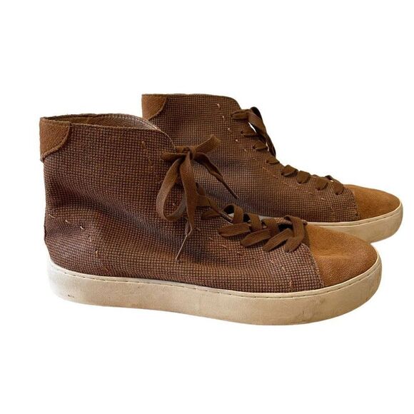 Frye Mens Brown Tan Suede Leather High Top Sneakers Tennis Shoes Sz 9.5